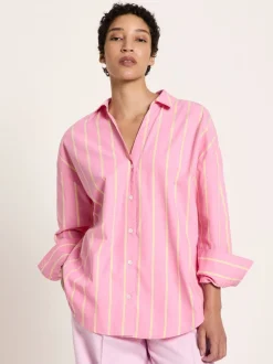Chemise en coton bio | bright orchid/ sun