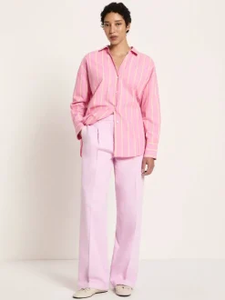 Chemise en coton bio | bright orchid/ sun