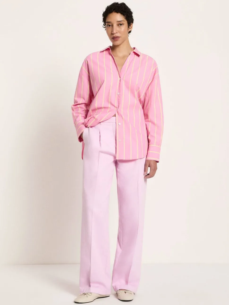 Chemise en coton bio | bright orchid/ sun