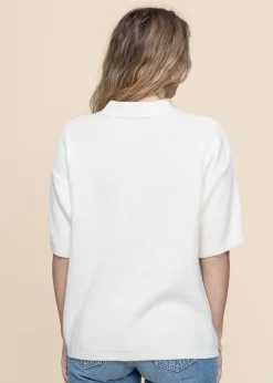 Chemise en coton biologique | blanc "racking stitch short sleeved shirt - egret"