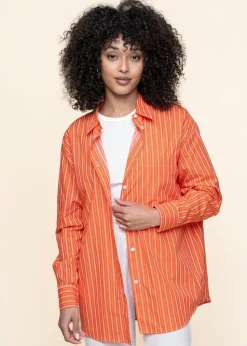 Chemise en coton biologique | rayé rouge 