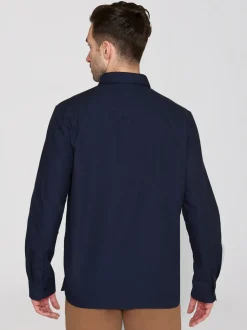 Chemise en coton bio | marine "harald small owl oxford regular fit shirt total eclipse"