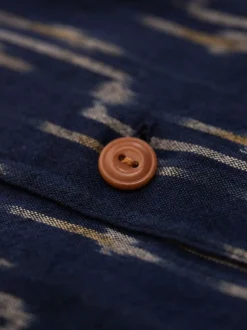 Chemise en coton bio | marine "vincent ikat shirt - blueberry"