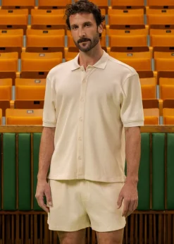 Chemise en coton bio piqué | écru 