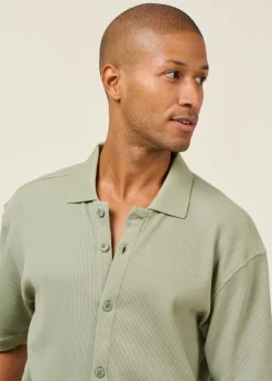 Chemise en coton bio piqué | vert clair "falkvik waffle iceberg green"