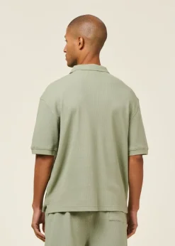 Chemise en coton bio piqué | vert clair "falkvik waffle iceberg green"
