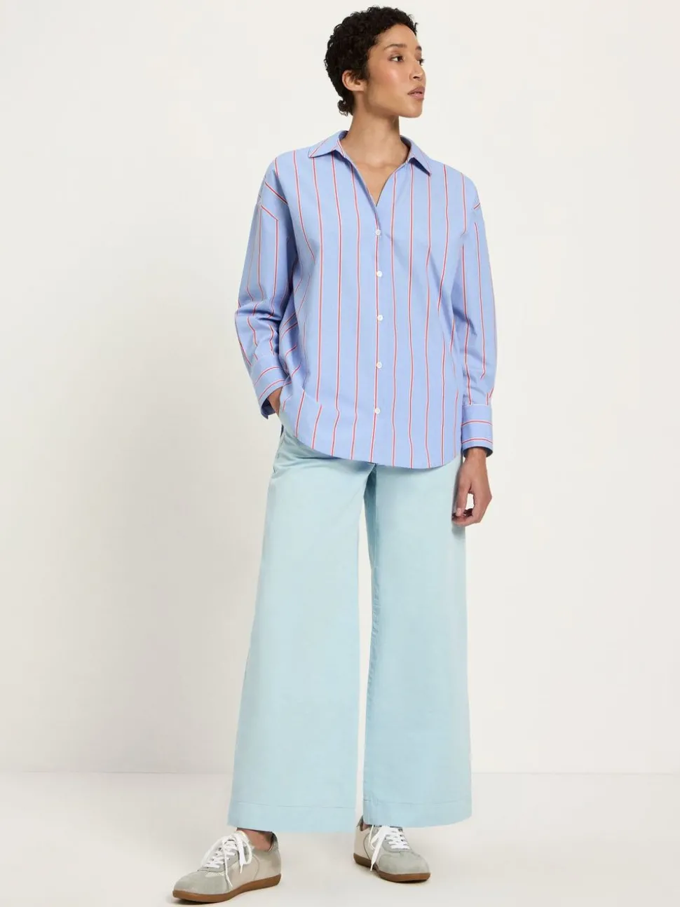 Chemise en coton bio | rayé bleu et rouge "streifenhemd - blue/ lava red"