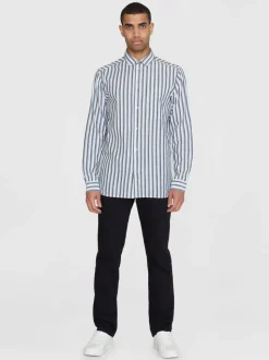 Chemise en coton bio | rayée bleue et blanche 