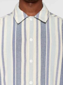 Chemise en coton bio | rayée bleue "loose jacquard woven striped shirt blue stripe"