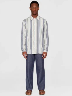 Chemise en coton bio | rayée bleue 