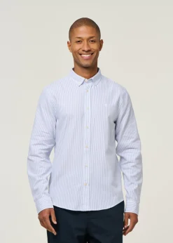 Chemise en coton bio | rayée "quaasa stripes - white-lapis blue"