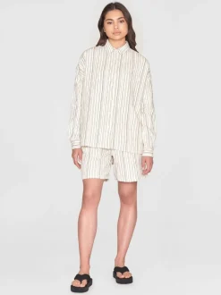 Chemise en coton bio | rayé marron 
