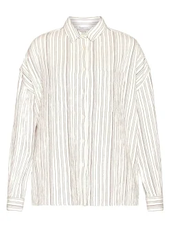 Chemise en coton bio | rayé marron 