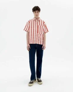 Chemise en coton bio | rayé "red maxi stripes kurt shirt"