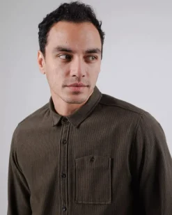 Chemise en flanelle de coton bio | kaki foncé 