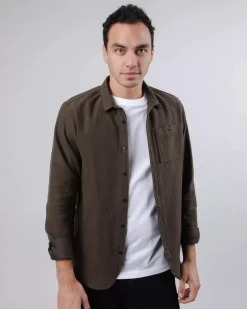 Chemise en flanelle de coton bio | kaki foncé 