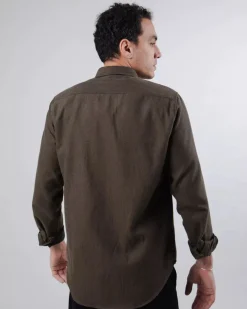 Chemise en flanelle de coton bio | kaki foncé 
