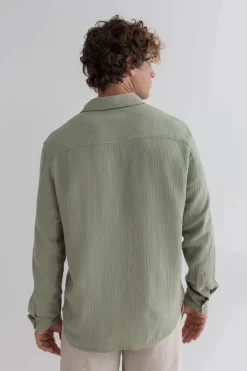 Chemise en gaze de coton bio | vert clair 