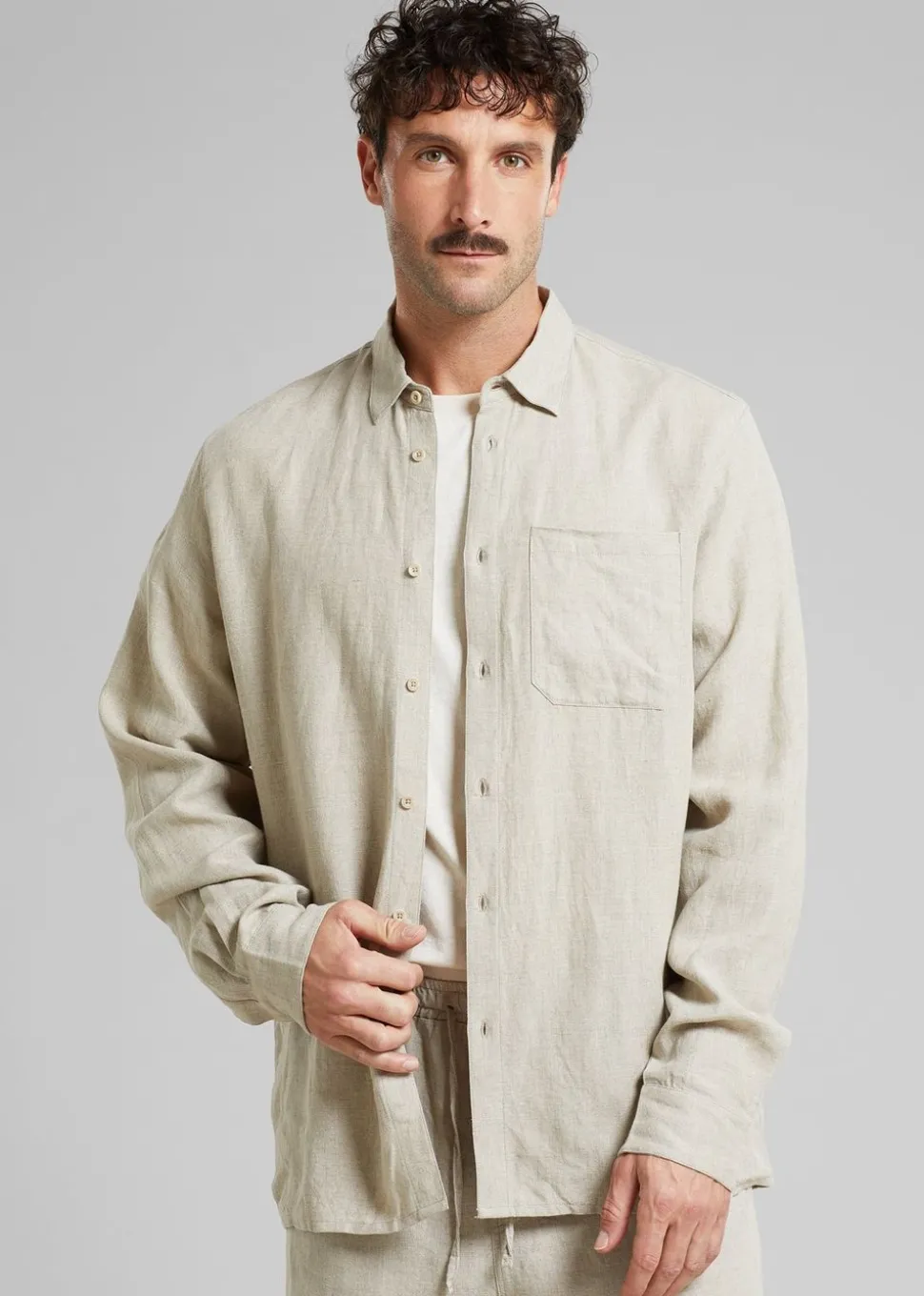 Chemise en lin | beige "shirt rute linen ecru"
