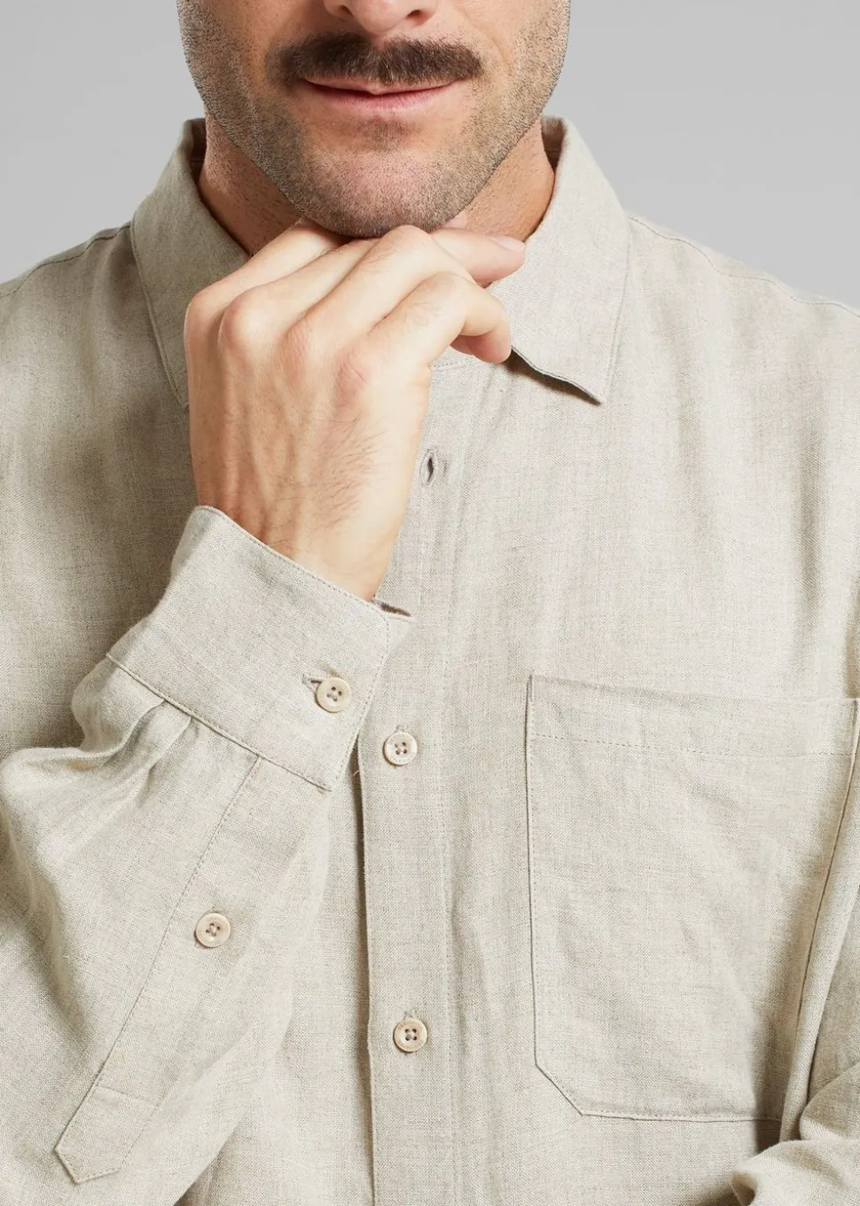 Chemise en lin | beige "shirt rute linen ecru"