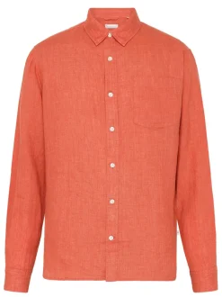 Chemise en lin biologique | rouge "regular linen shirt langoustino"