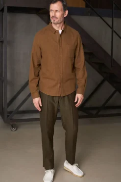 Chemise flanelle en coton biologique | marron "simon eco tobacco flannel"