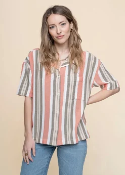 Chemise manches courtes en coton bio | rayé 