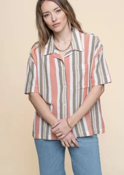 Chemise manches courtes en coton bio | rayé 