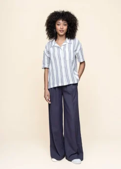 Chemise manches courtes en coton bio | rayé "striped short sleeved shirt blue stripe"