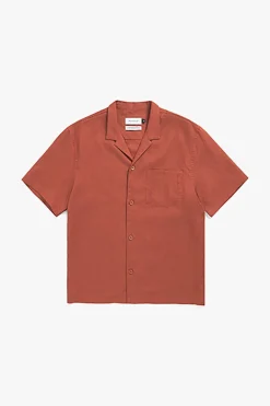 Chemise manches courtes en coton bio | rouge 