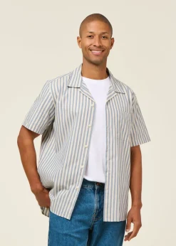 Chemise manches courtes en coton bio | rayé "blue loya shirt - blue"