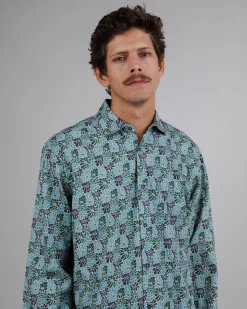 Chemise à motifs en coton bio | bleu 