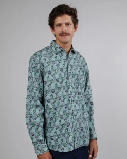 Chemise à motifs en coton bio | bleu 