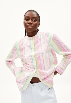 Chemise multicolore à rayures en coton bio - sennaama stripes white