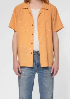 Chemisette en tencel | ocre "arvid 50s hawaii shirt ochre"