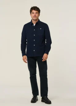 Chemise velours côtelé en coton bio | marine "corduroy shirt total eclipse"