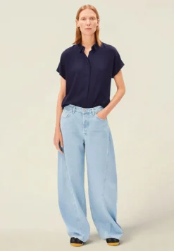 Chemisier en ecovero | bleu "larisaana blouse tinted navy - tinted-navy"