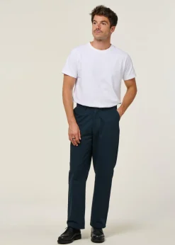 Chino droit en coton bio | marine "flint twill chino - total eclipse"