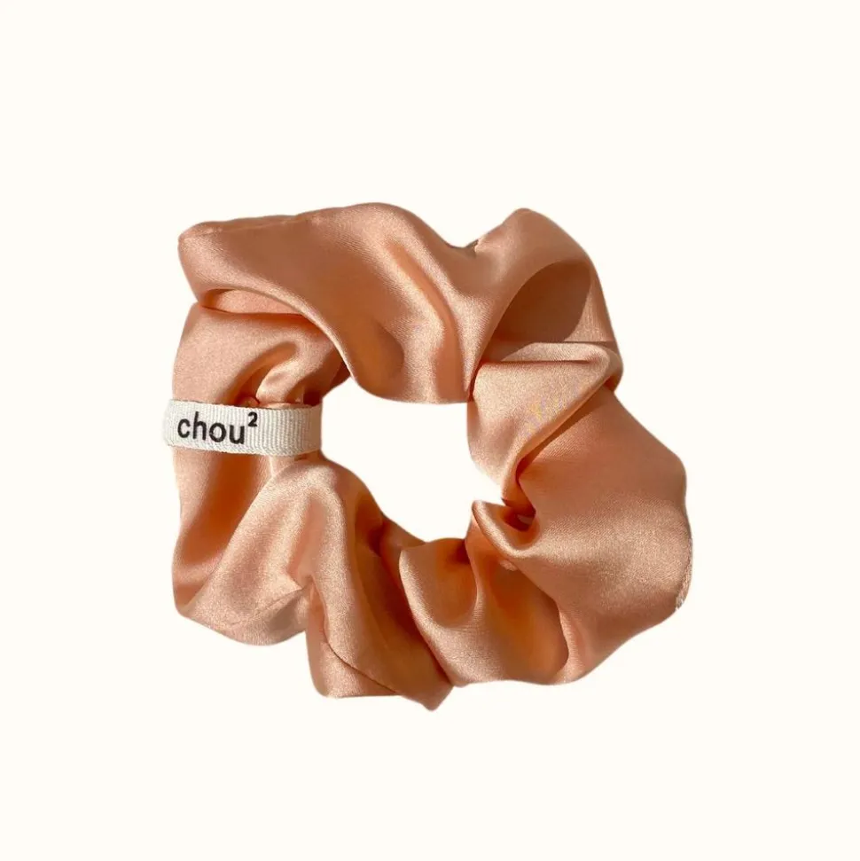Chouchou en matière upcyclée | orange "satin pêche"