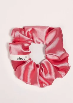 Chouchou en matière upcyclée | satin corail - orange