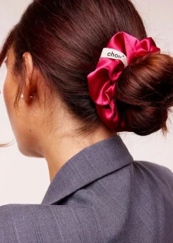 Chouchou en satin upcyclé | framboise