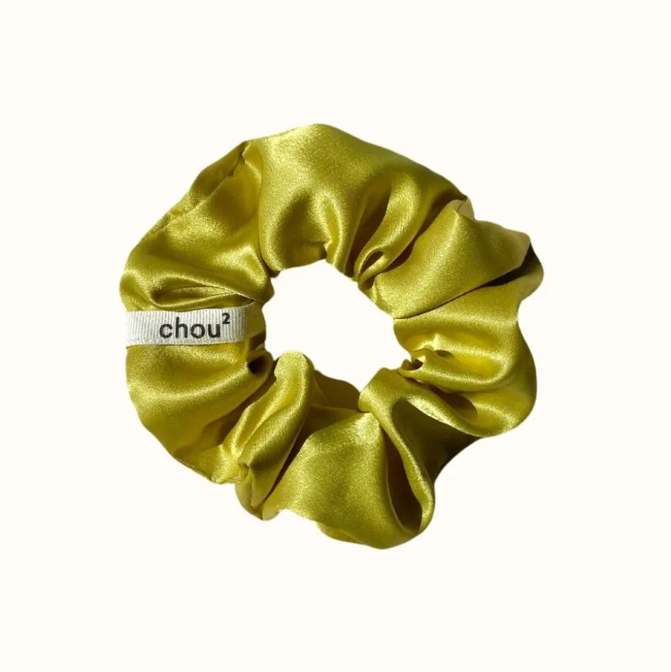 Chouchou en satin upcyclé | vert "satin olive"