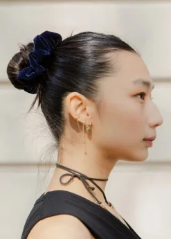 Chouchou en velours upcyclé | bleu nuit