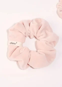 Chouchou en velours upcyclé | rose poudré