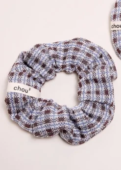 Chouchou upcyclé | marron et bleu