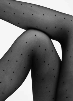 Collants 40 deniers à pois en recyclé | noir "doris dot"