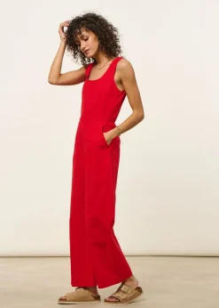 Combinaison en coton bio | rouge "clavel raflesia jumpsuit"