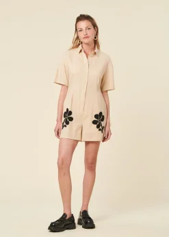Combishort en coton bio | écru "marygold roberta jumpsuit"