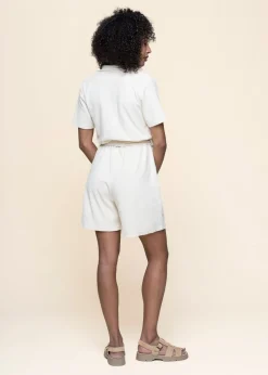 Combi-short éponge en coton bio | écru "construire - vanille"