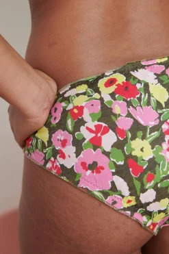 Culotte bloomer en coton bio | fleurs kaki